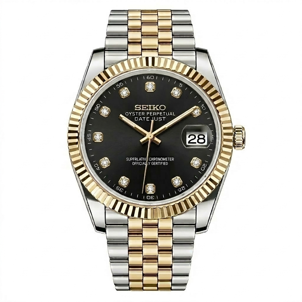 seikojust-acero-y-oro-negro-brillantes